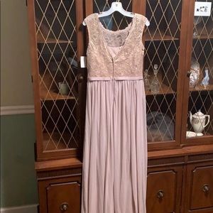 Long Bridesmaid Dress with Lace Bodice